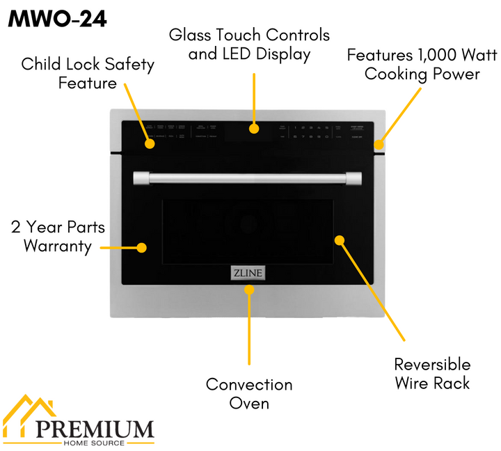 ZLINE 24 in. Built-in Convection Microwave Oven in Stainless Steel with Speed and Sensor Cooking, MWO-24