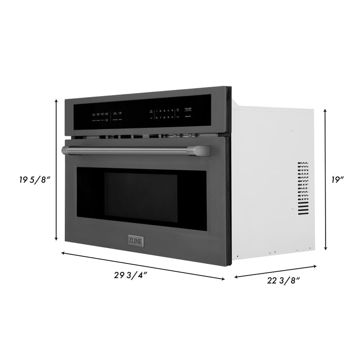 ZLINE 4-Piece Appliance Package - 30 In. Rangetop, Wall Oven, Refrigerator, and Microwave Oven in Black Stainless Steel, 4KPR-RTB30-MWAWS