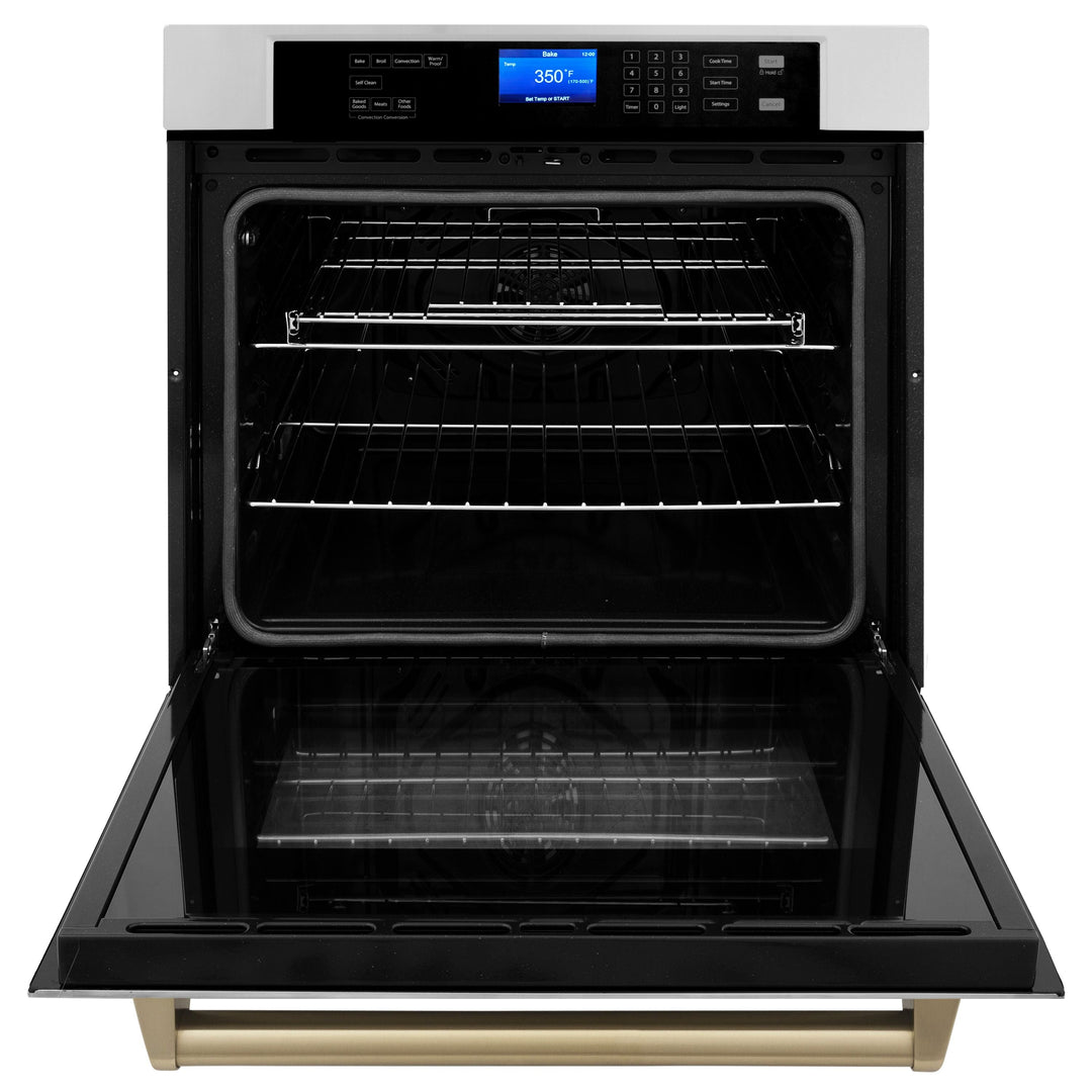 ZLINE Autograph Bronze Package - 36" Rangetop, 36" Range Hood, Dishwasher, Built-In Refrigerator, Microwave Drawer, Wall Oven