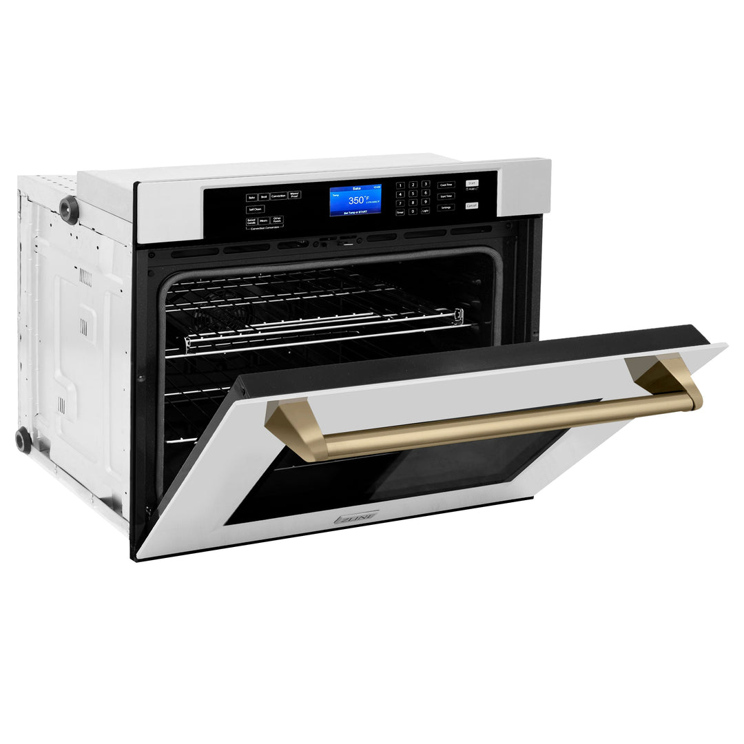 ZLINE Autograph Bronze Package - 48" Rangetop, 48" Range Hood, Dishwasher, Built-In Refrigerator, Microwave Drawer, Wall Oven