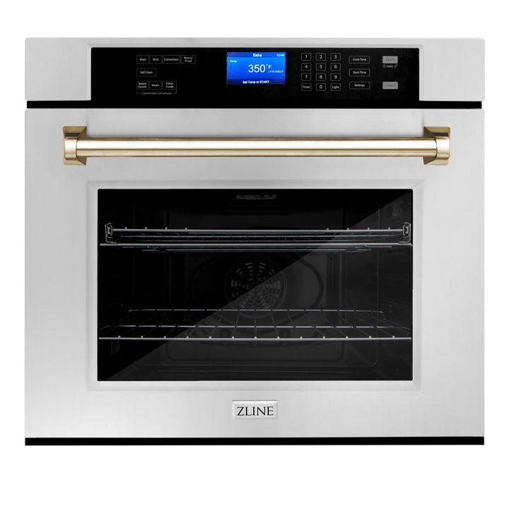 ZLINE Autograph Gold Package - 36" Rangetop, 36" Range Hood, Dishwasher, Built-In Refrigerator, Microwave Oven, Wall Oven