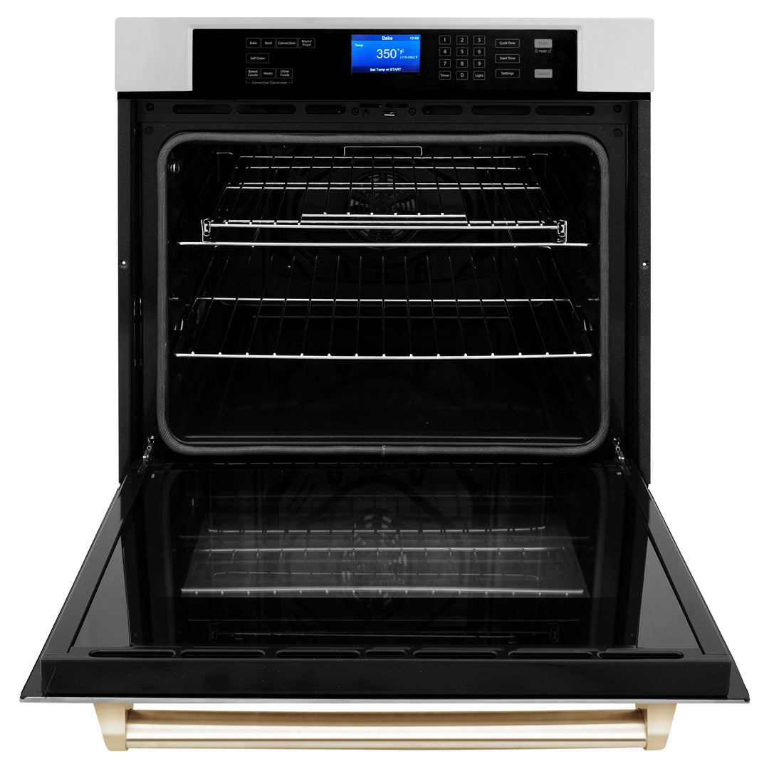 ZLINE Autograph Gold Package - 36" Rangetop, 36" Range Hood, Dishwasher, Refrigerator, Microwave Oven, Wall Oven