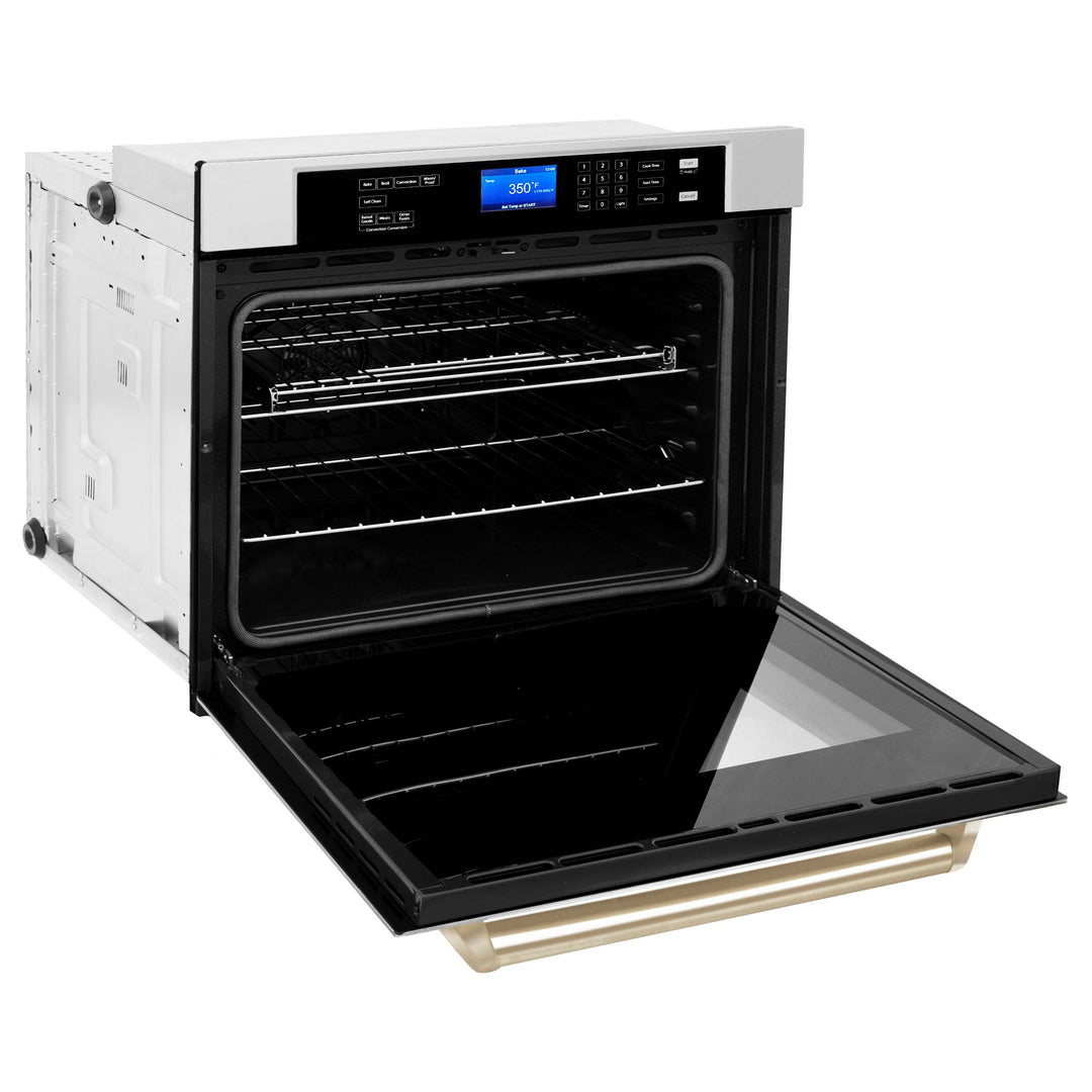 ZLINE Autograph Gold Package - 48" Rangetop, Range Hood, Dishwasher, Refrigerator, Microwave, Wall Oven