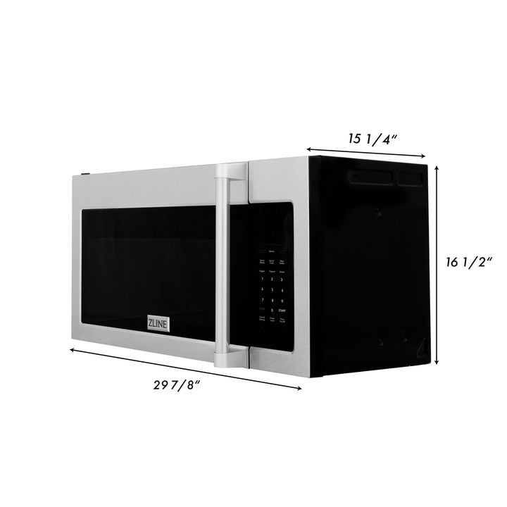 ZLINE 30 In. Over the Range Convection Microwave Oven in DuraSnow Stainless Steel with Traditional Handle and Sensor Cooking, MWO-OTR-H-30-SS