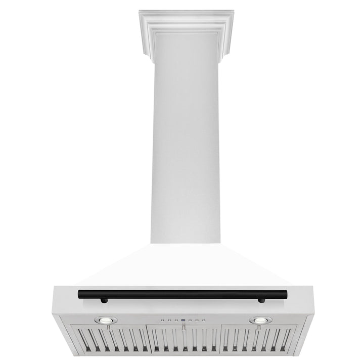 ZLINE 30 In Autograph Edition Stainless Steel Range Hood with White Matte Shell and Matte Black Accents, KB4STZ-WM30-MB