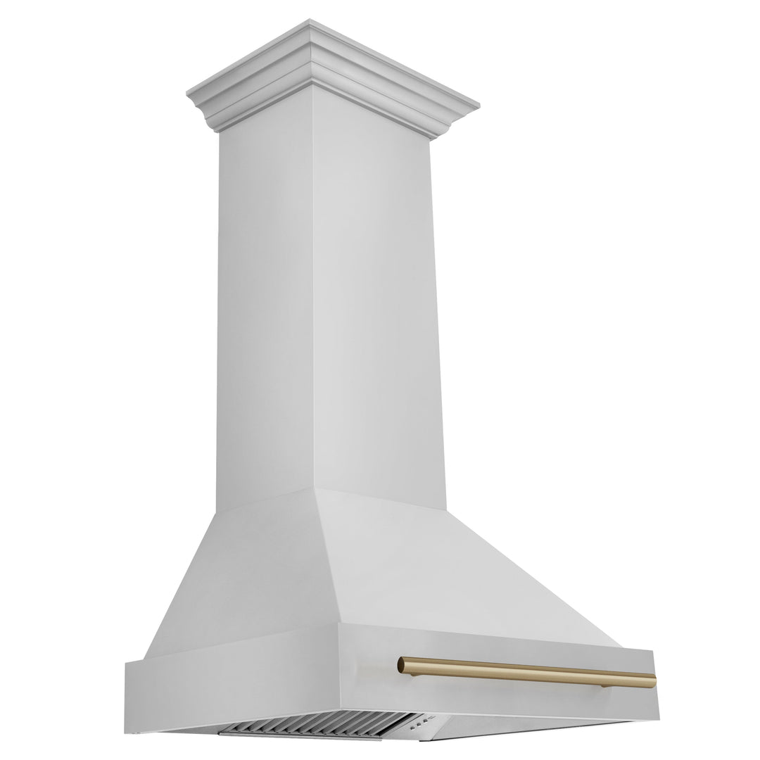 ZLINE Autograph Package - 30 In. Gas Range, Range Hood in Stainless Steel with Champagne Bronze Accents, 2AKP-RGRH30-CB