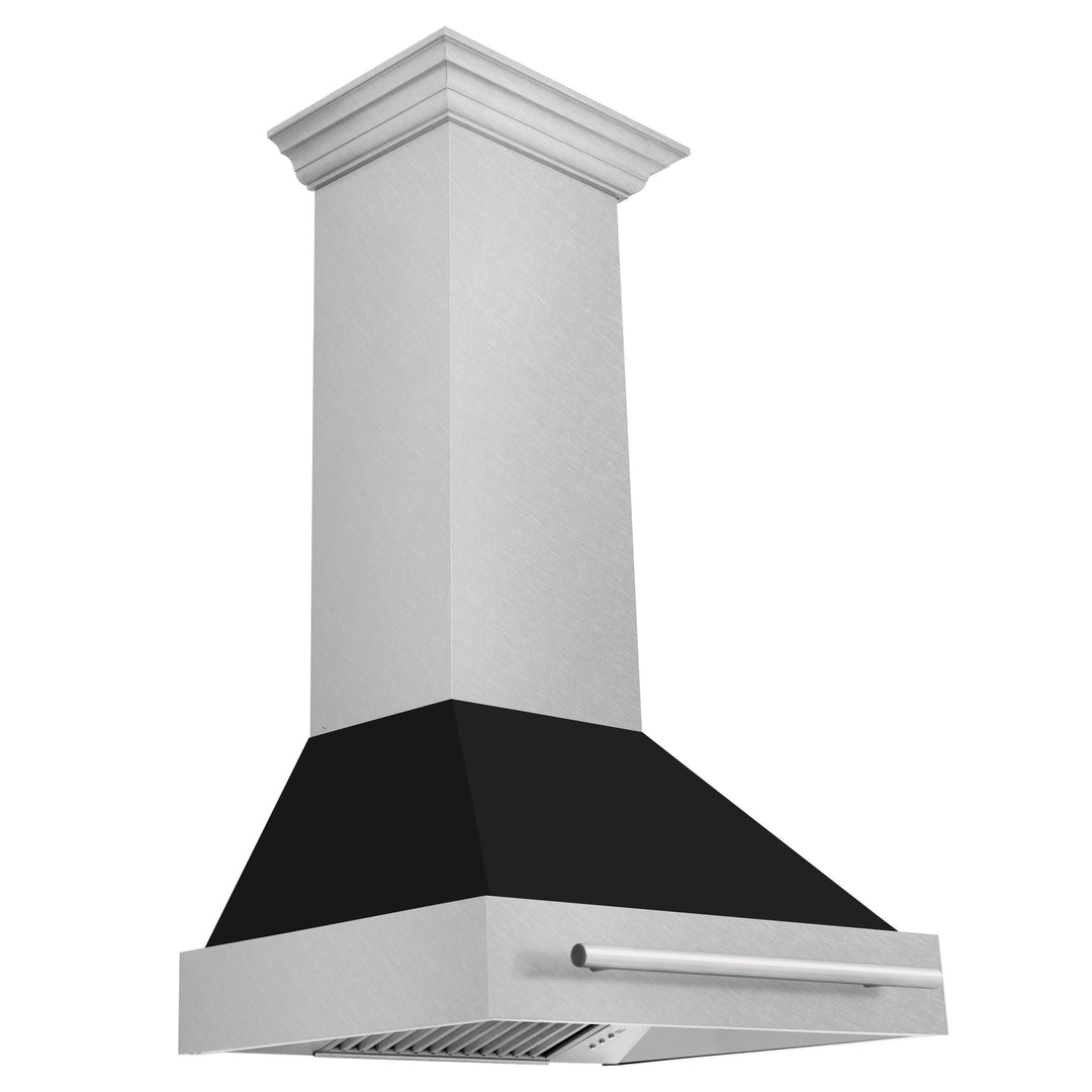 ZLINE 30 Inch DuraSnow® Stainless Steel Range Hood with Black Matte Shell, 8654SNX-BLM-30