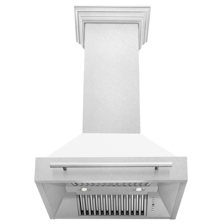 ZLINE 30 Inch DuraSnow® Stainless Steel Range Hood with White Matte Shell, 8654SNX-WM-30