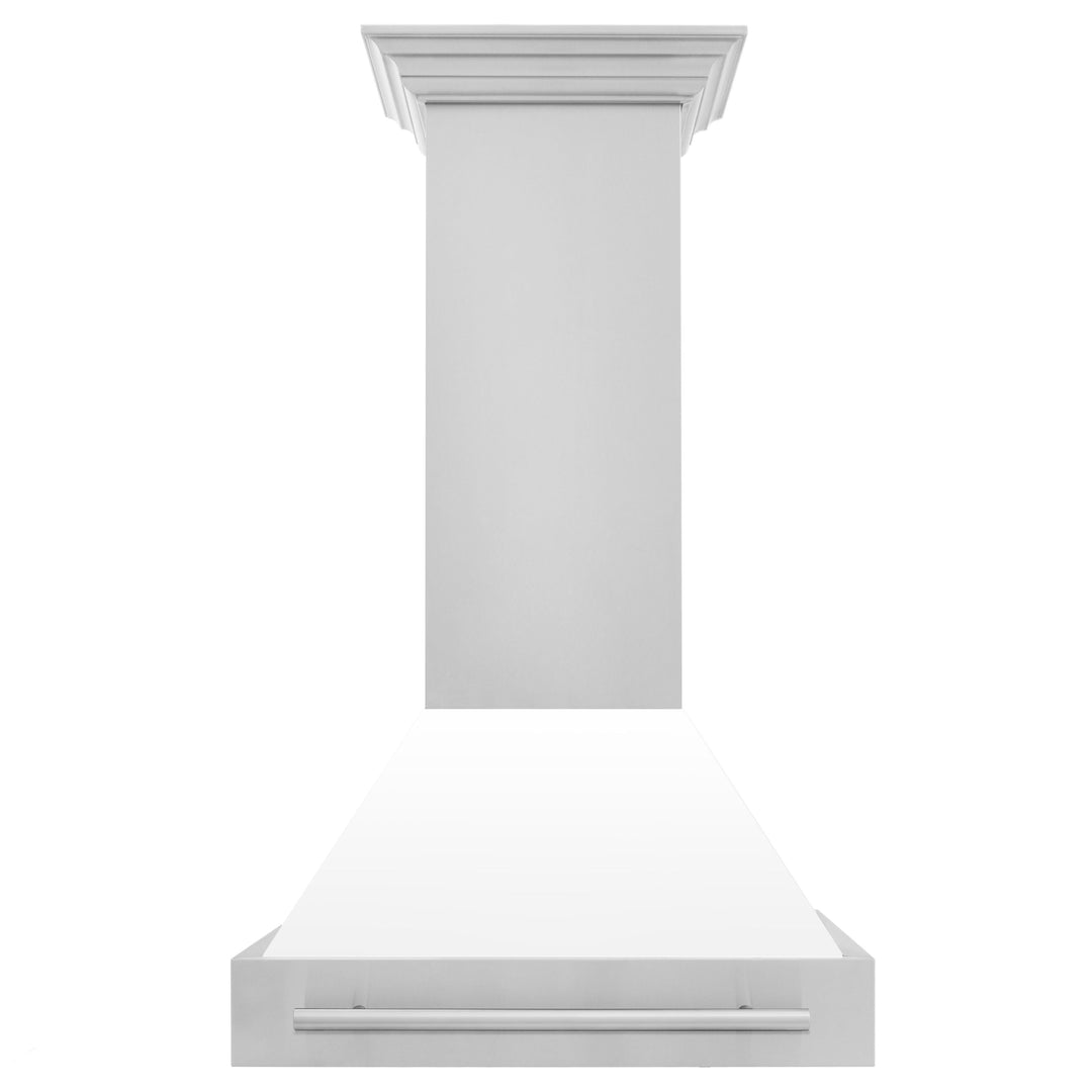 ZLINE 30 In. Stainless Steel Range Hood with White Matte Shell, 8654STX-WM-30