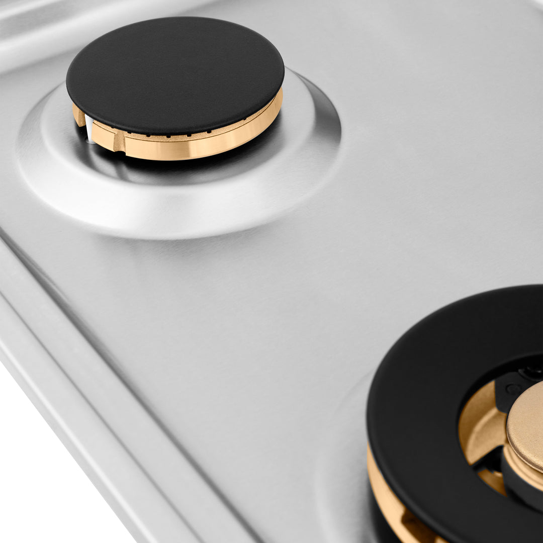 ZLINE 30" Gas Cooktop with 4 Gas Brass Burners, RC-BR-30