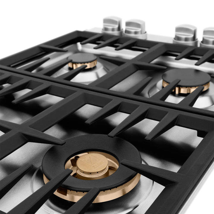 ZLINE 30" Gas Cooktop with 4 Gas Brass Burners, RC-BR-30