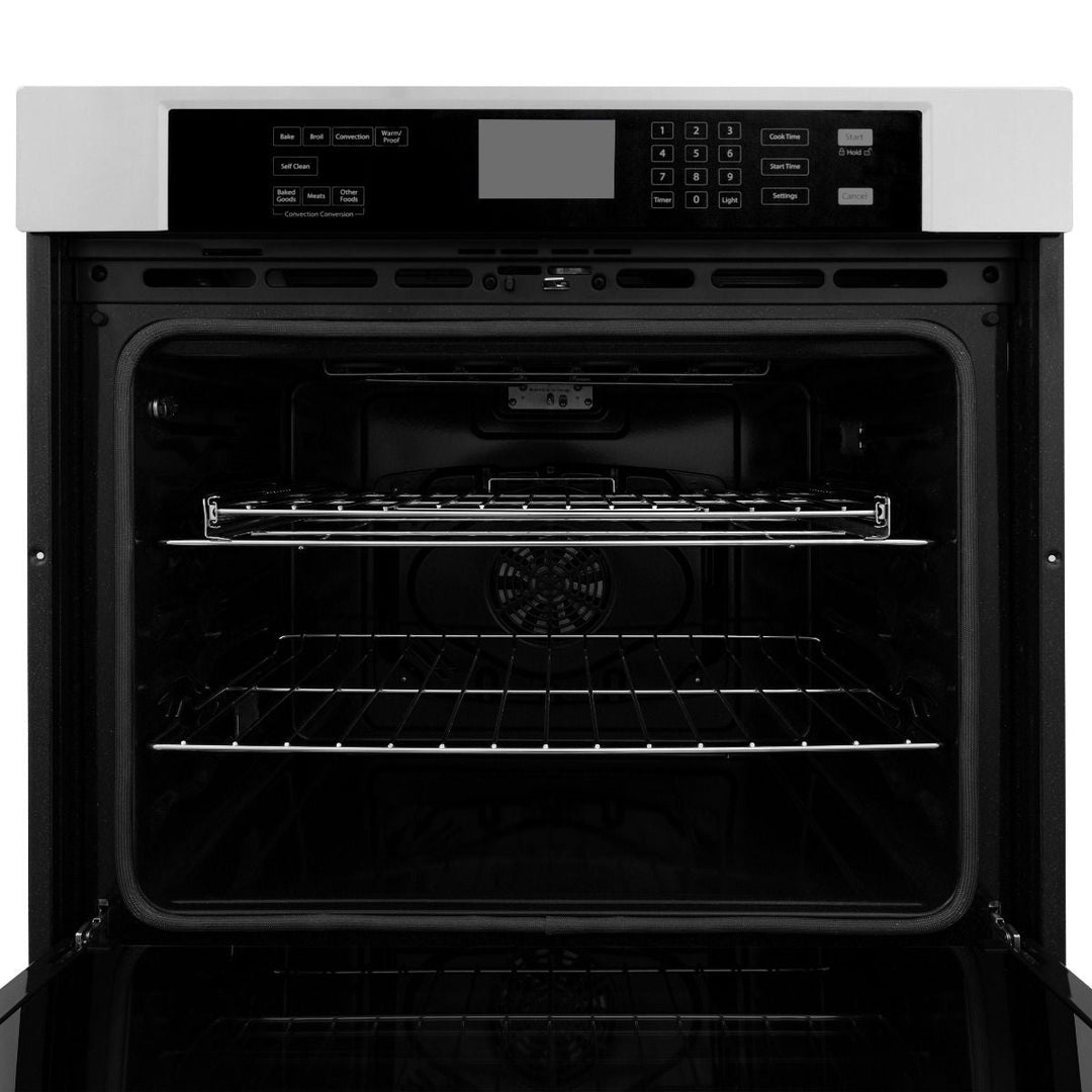 ZLINE 4-Piece Appliance Package - 30 In. Rangetop, Range Hood, Refrigerator, and Double Wall Oven in Stainless Steel, 4KPR-RTRH30-AWD