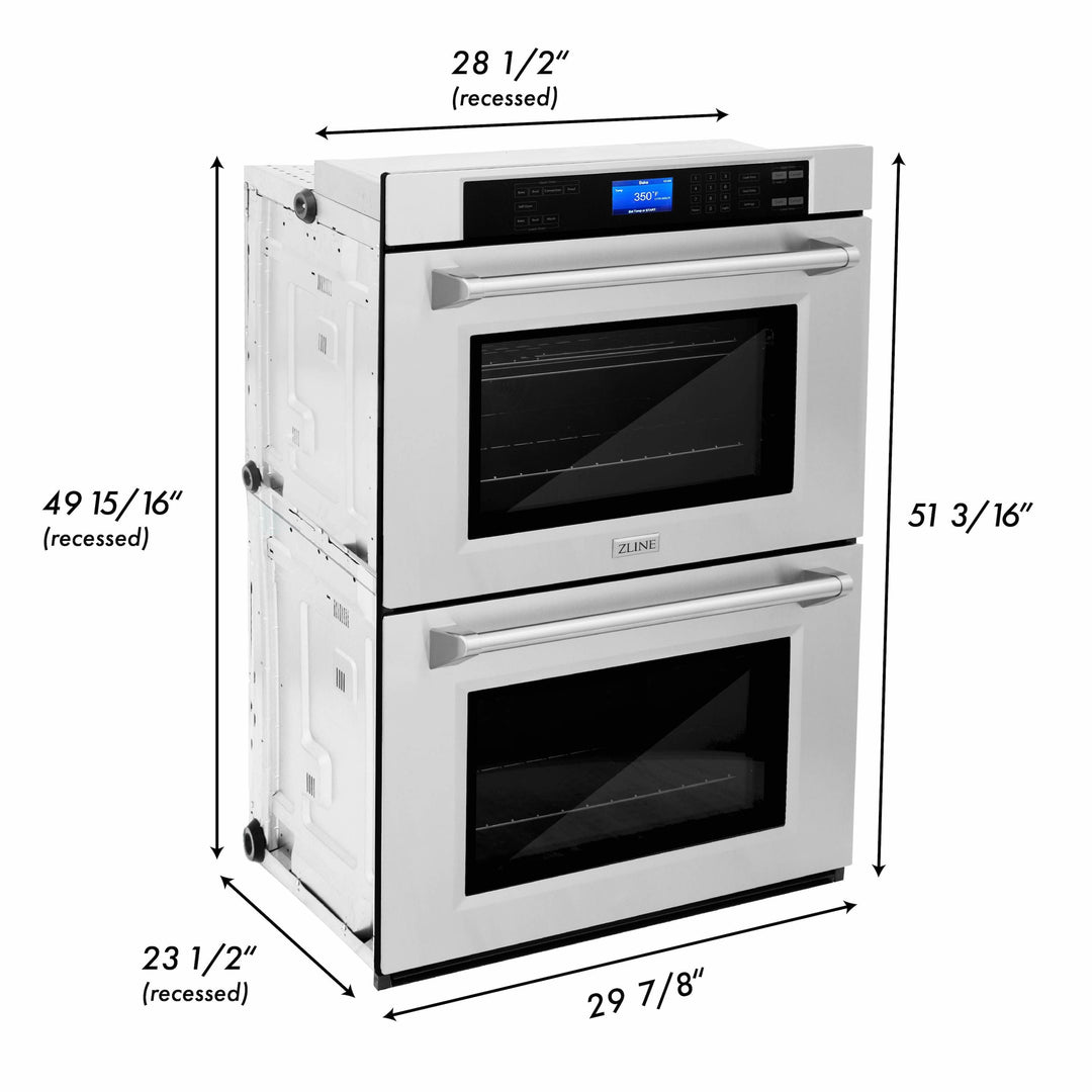 ZLINE Package - 48" Rangetop, Range Hood, Refrigerator with Water and Ice Dispenser, Dishwasher, Double Wall Oven