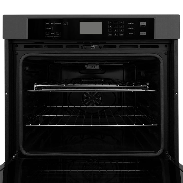 ZLINE Package - 36" Gas Rangetop, Range Hood, Refrigerator, Dishwasher, Wall Oven in Black Stainless