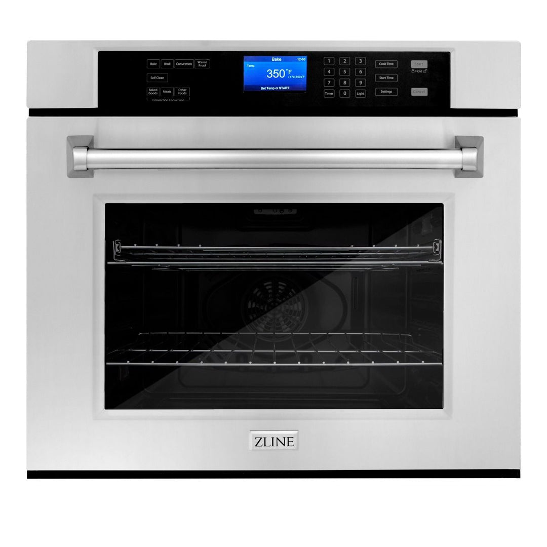 ZLINE Package - 30" Rangetop, Range Hood, Refrigerator with Water & Ice Dispenser, Dishwasher, Wall Oven