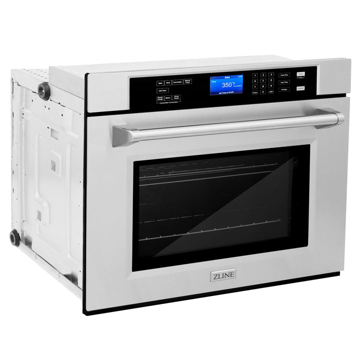 ZLINE 4-Piece Appliance Package - 48 In. Rangetop, Wall Oven, Refrigerator, and Microwave Oven in Stainless Steel, 4KPR-RT48-MWAWS