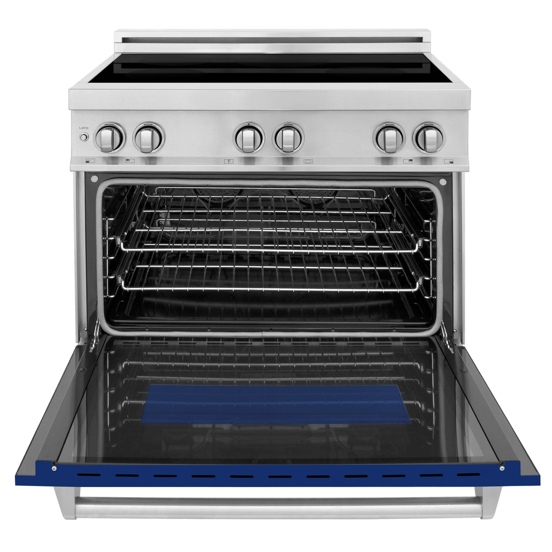 ZLINE 36 Inch 4.6 cu. ft. Induction Range with a 4 Element Stove and Electric Oven in Blue Gloss, RAIND-BG-36