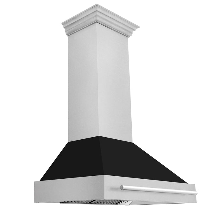 ZLINE 36 Inch DuraSnow® Stainless Steel Range Hood with Black Matte Shell, 8654SNX-BLM-36