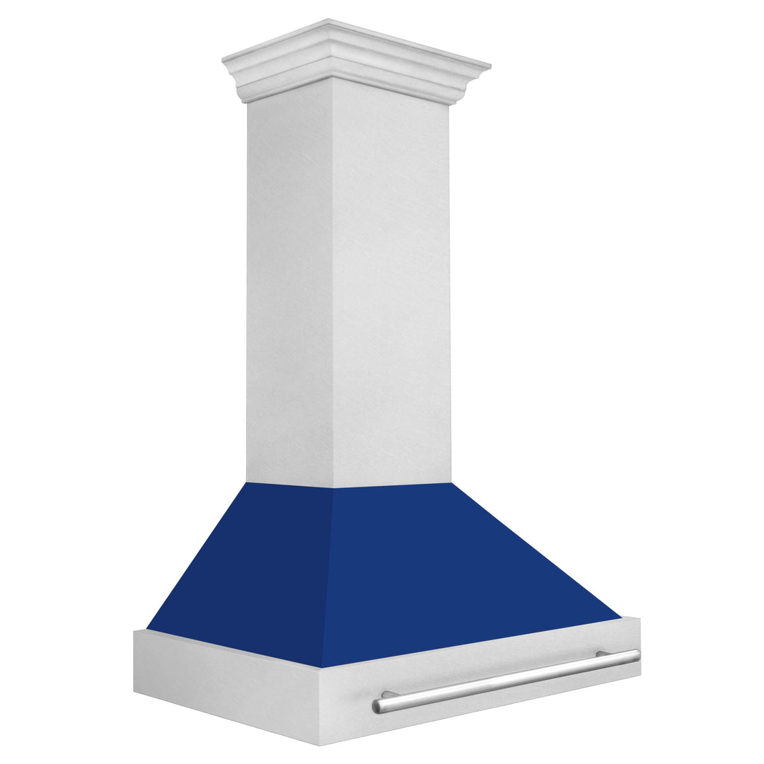 ZLINE 36 Inch DuraSnow® Stainless Steel Range Hood with Blue Gloss Shell, 8654SNX-BG-36