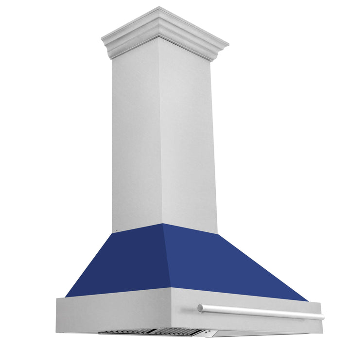 ZLINE 36 Inch DuraSnow® Stainless Steel Range Hood with Blue Matte Shell, 8654SNX-BM-36