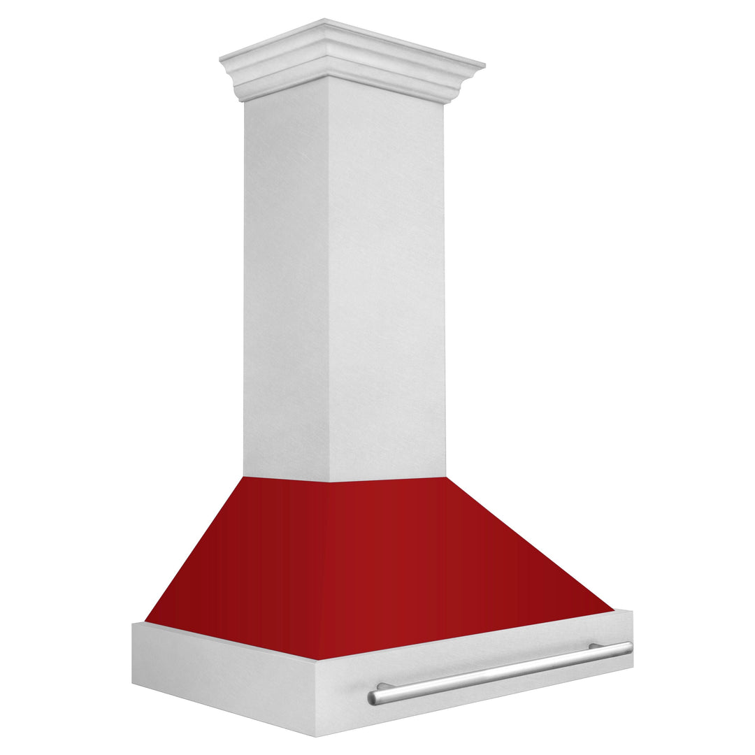 ZLINE 36 Inch DuraSnow® Stainless Steel Range Hood with Red Gloss Shell, 8654SNX-RG-36