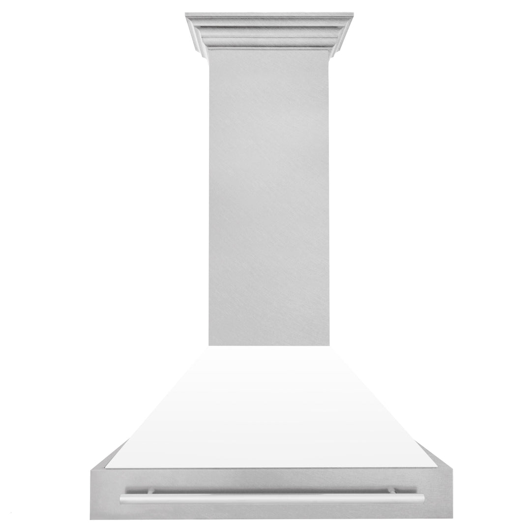 ZLINE 36 Inch DuraSnow® Stainless Steel Range Hood with White Matte Shell, 8654SNX-WM-36