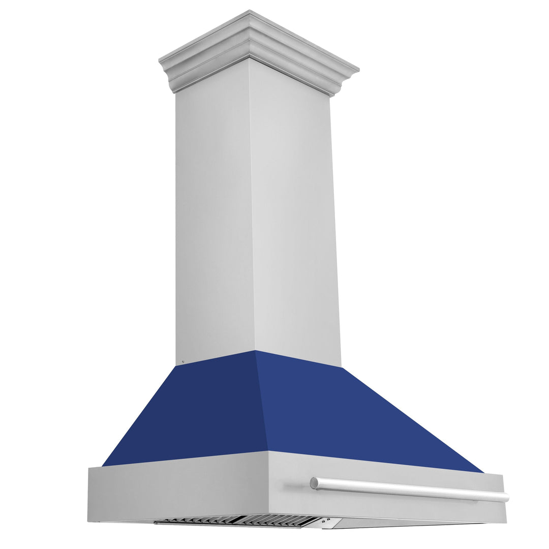 ZLINE 36 In. Stainless Steel Range Hood with Blue Matte Shell, 8654STX-BM36