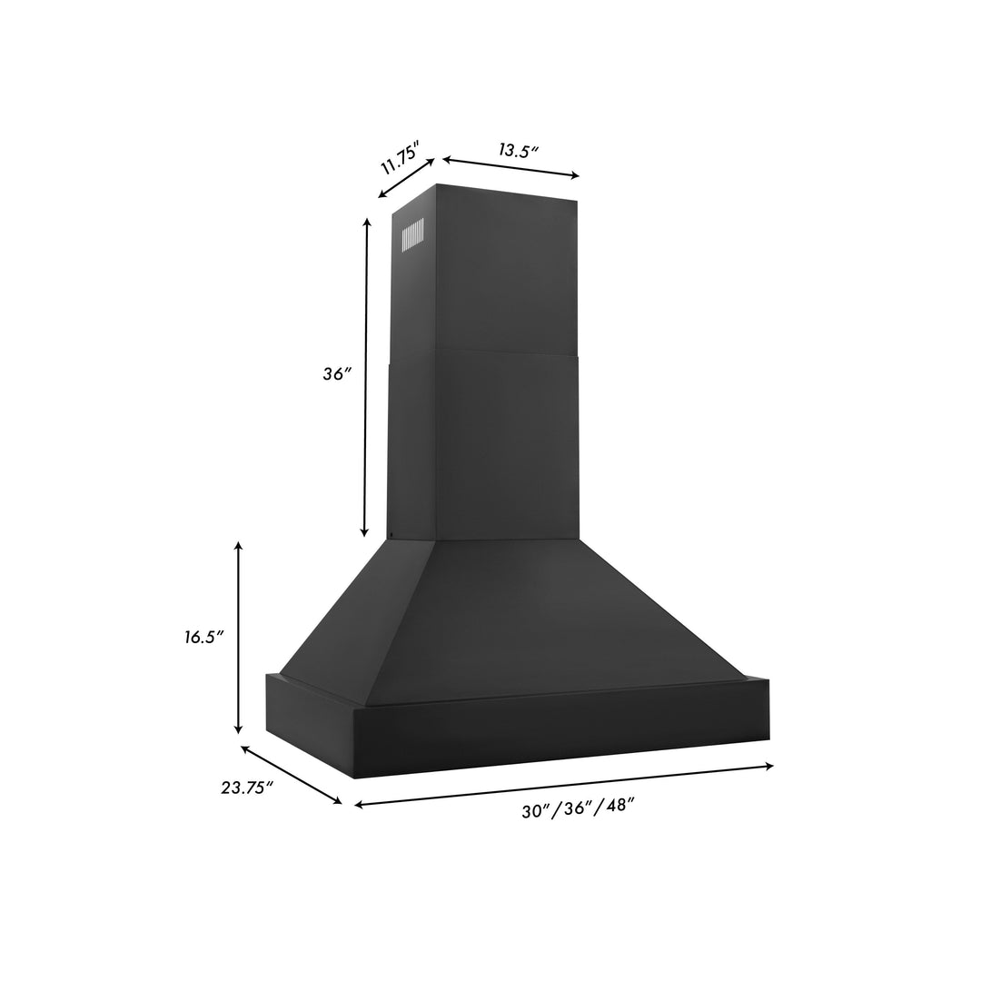 ZLINE 36 in. 700 CFM Black Stainless Steel Wall Mount Range Hood, BS655N-36