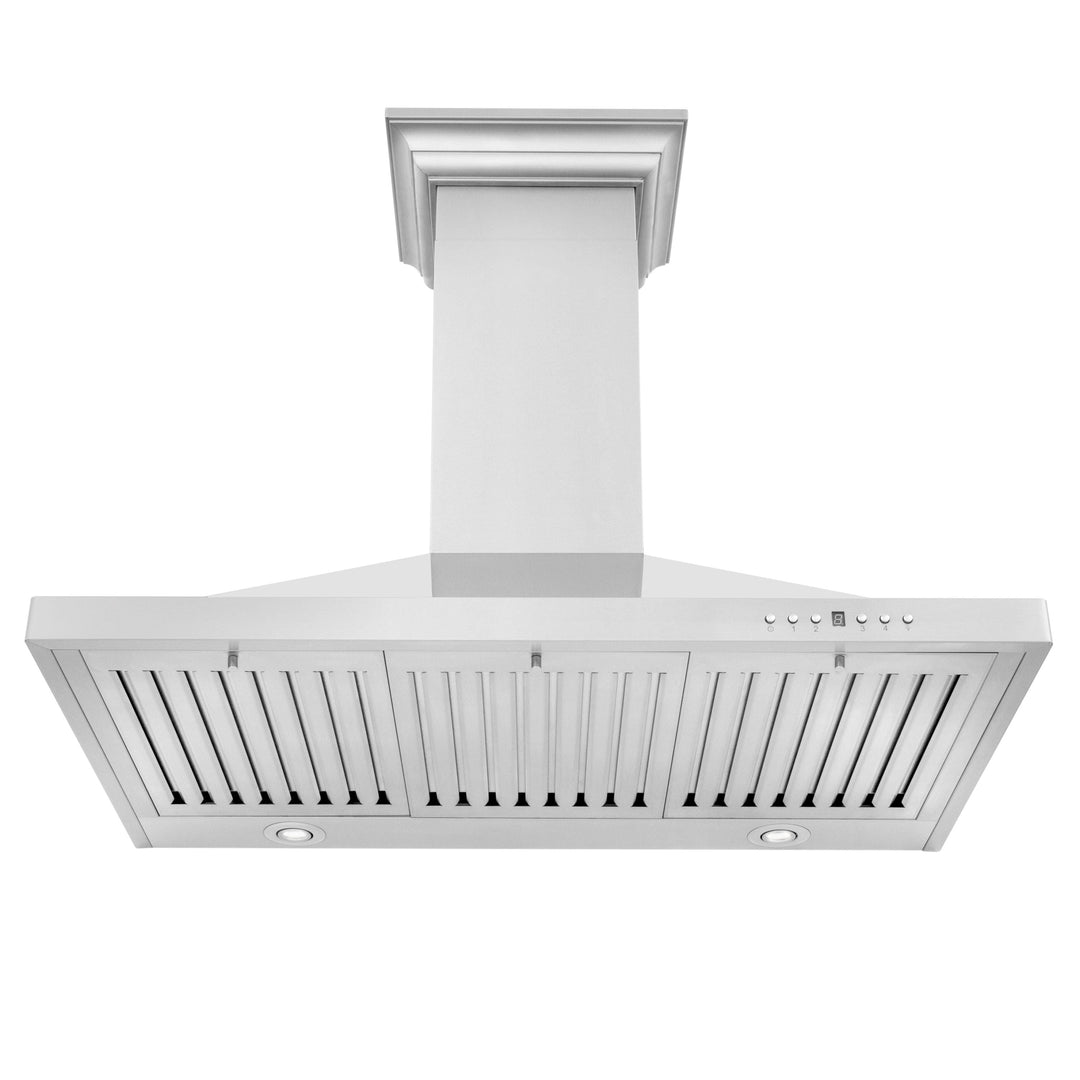 ZLINE 36 in. Convertible Vent Wall Mount Range Hood in Stainless Steel with Crown Molding, KBCRN-36