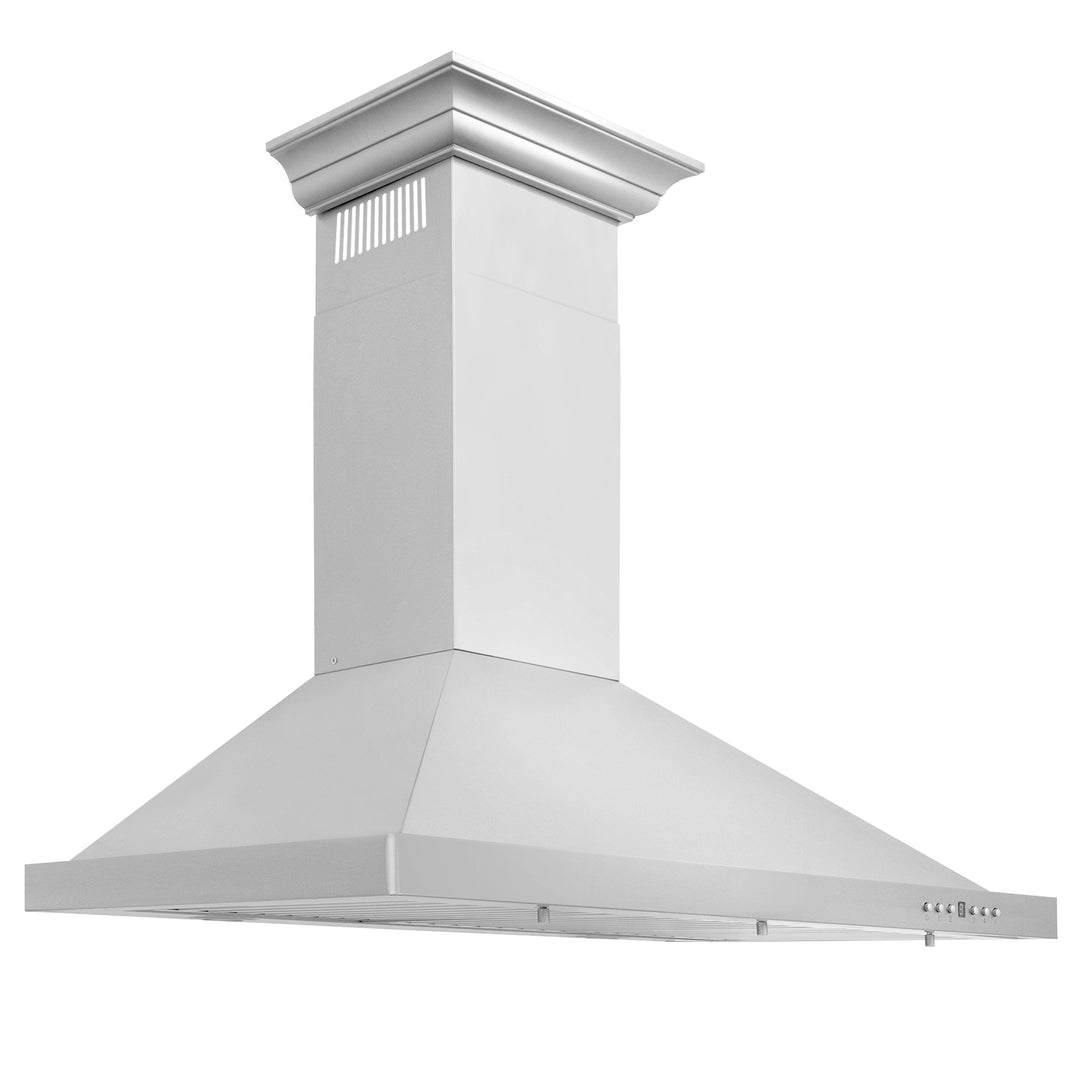 ZLINE 36 in. Convertible Vent Wall Mount Range Hood in Stainless Steel with Crown Molding, KBCRN-36