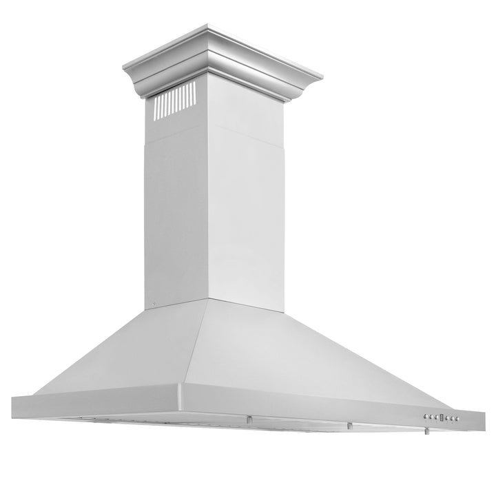 ZLINE 36 in. Convertible Vent Wall Mount Range Hood in Stainless Steel with Crown Molding, KBCRN-36