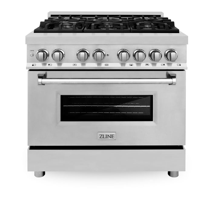 ZLINE Kitchen and Bath 36 in. Professional Gas Burner/Electric Oven Stainless Steel Range, RA36