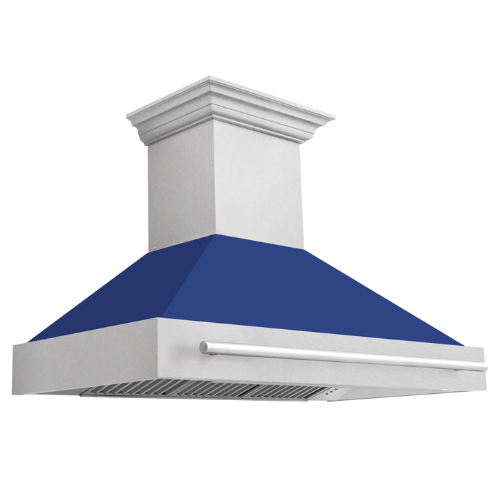 ZLINE 48 In. DuraSnow® Stainless Steel Range Hood with Blue Matte Shell, 8654SNX-BM-48