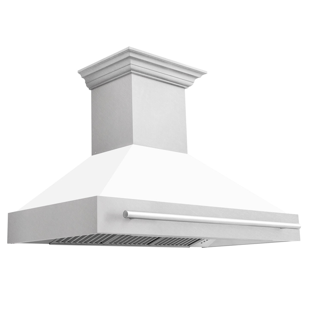 ZLINE 48 In. DuraSnow® Stainless Steel Range Hood with White Matte Shell, 8654SNX-WM-48