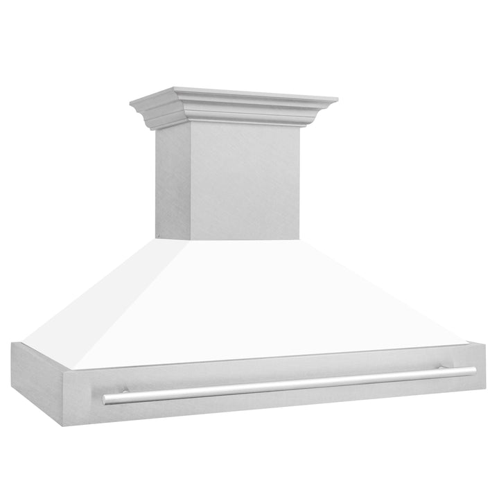 ZLINE 48 In. DuraSnow® Stainless Steel Range Hood with White Matte Shell, 8654SNX-WM-48