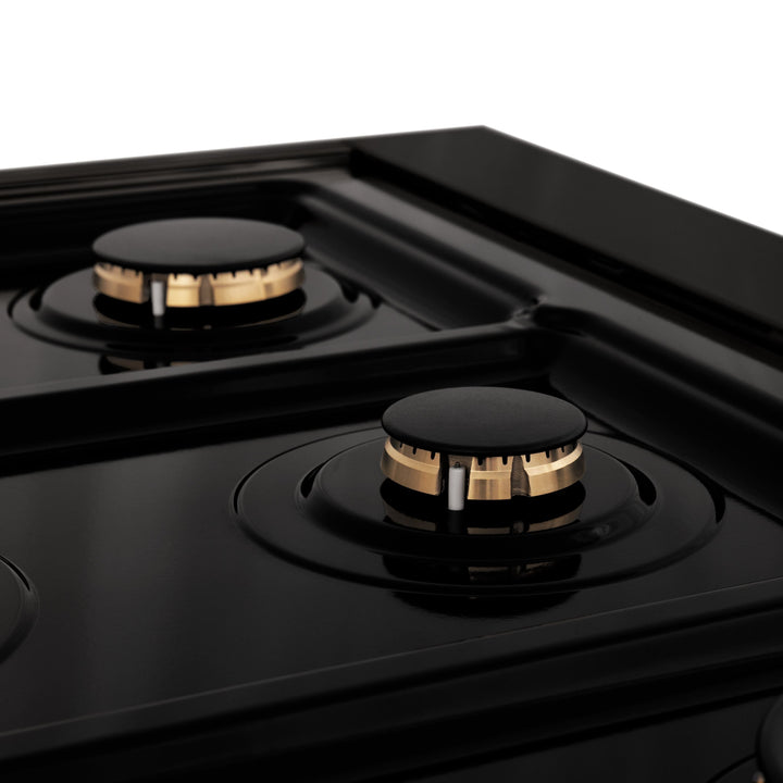 ZLINE 48 In. Rangetop In Black Stainless Steel With 7 Gas Brass Burners, RTB-BR-48