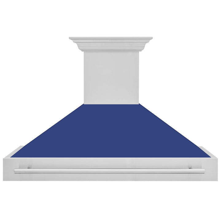 ZLINE 48 In. Stainless Steel Range Hood with Blue Matte Shell and Stainless Steel Handle, 8654STX-BM-48