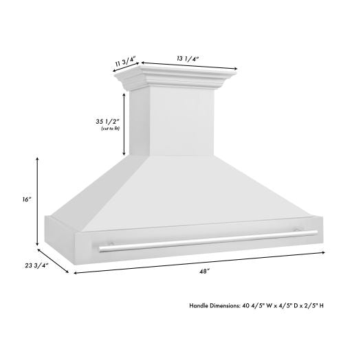 ZLINE 48 In. Stainless Steel Range Hood with Stainless Steel Handle, 8654STX-48