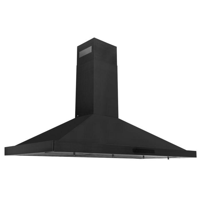 ZLINE 48 In. Dual Fuel Range in Black Stainless Steel & 48" Range Hood Appliance Package, 2KP-RABRH48