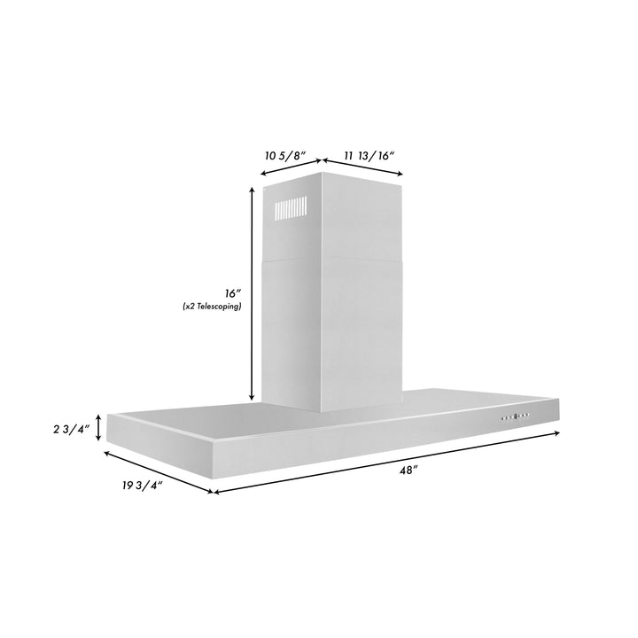 ZLINE 48 in. Convertible Vent Wall Mount Range Hood in Stainless Steel, KE-48