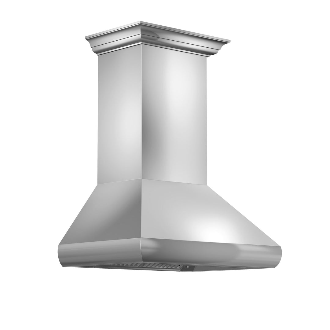 ZLINE 48 in. Professional Convertible Vent Wall Mount Range Hood in Stainless Steel with Crown Molding, 587CRN-48