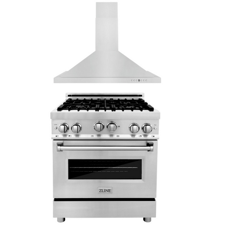ZLINE 30" Kitchen Package Gas Range &amp;Convertible Vent Range Hood