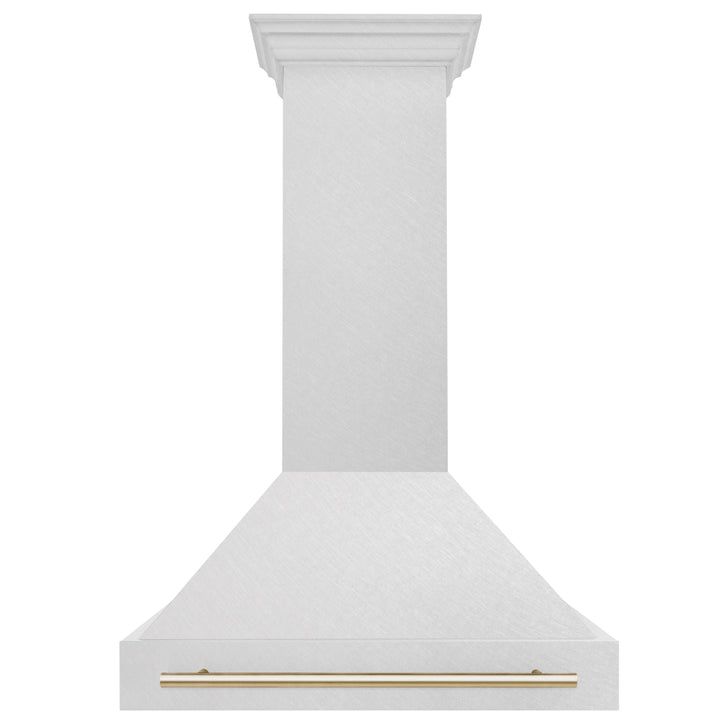 ZLINE Autograph 36 Inch DuraSnow® Stainless Steel Range Hood with DuraSnow® Shell and Gold Handle, 8654SNZ-36-G