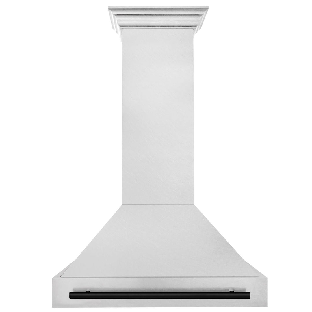 ZLINE Autograph 36 Inch DuraSnow® Stainless Steel Range Hood with Matte Black Handle, 8654SNZ-36-MB