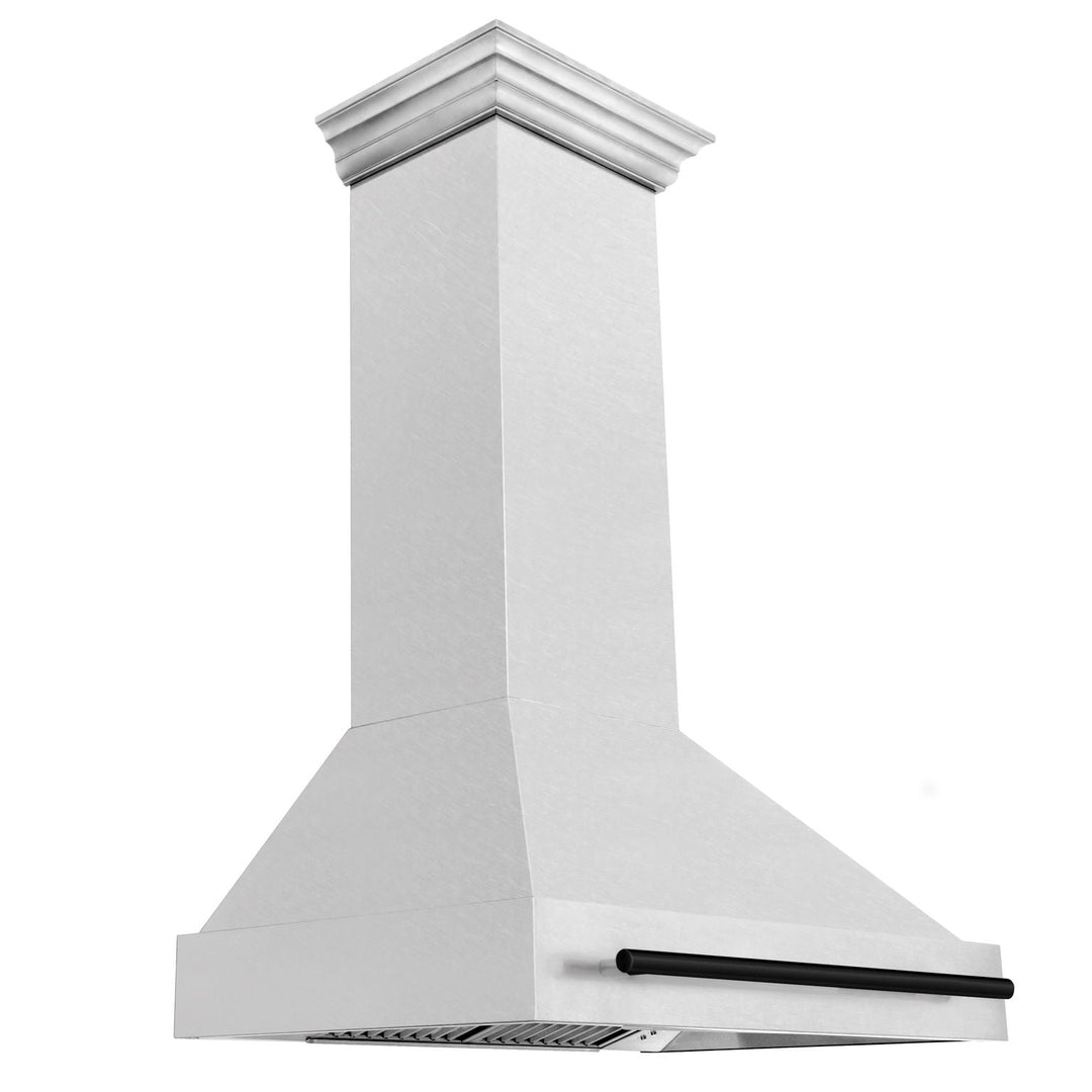 ZLINE Autograph 36 Inch DuraSnow® Stainless Steel Range Hood with Matte Black Handle, 8654SNZ-36-MB