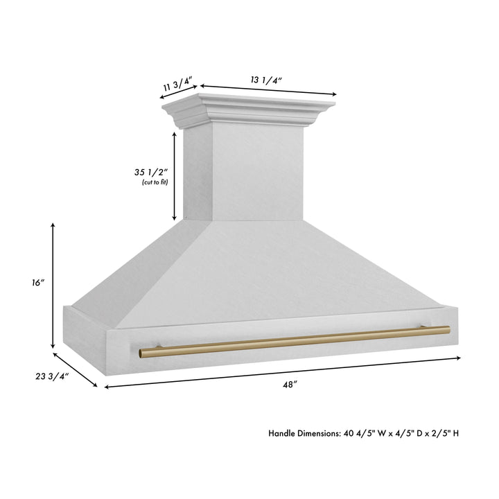 ZLINE Autograph Package - 48 In. Gas Range and Range Hood in DuraSnow® Stainless Steel with Champagne Bronze Accents, 2AKPR-RGSRH48-CB