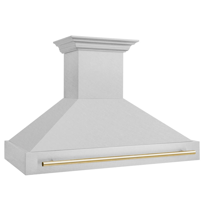 ZLINE Autograph Package - 48 In. Gas Range and Range Hood in DuraSnow® Stainless Steel with Gold Accents, 2AKPR-RGSRH48-G