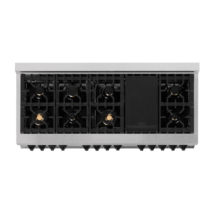 ZLINE Autograph 60 In. 7.4 cu. ft. Dual Fuel Range in DuraSnow® Stainless Steel with Matte Black Accents, RASZ-SN-60-MB