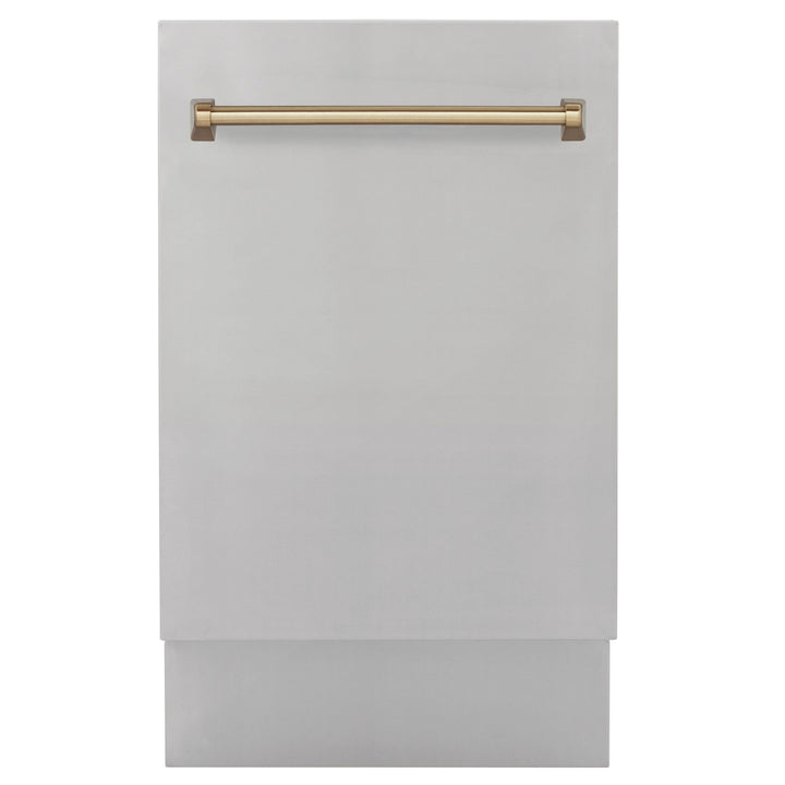 ZLINE Autograph Edition 18 in. Dishwasher in Stainless Steel with Champagne Bronze Handle, DWVZ-304-18-CB