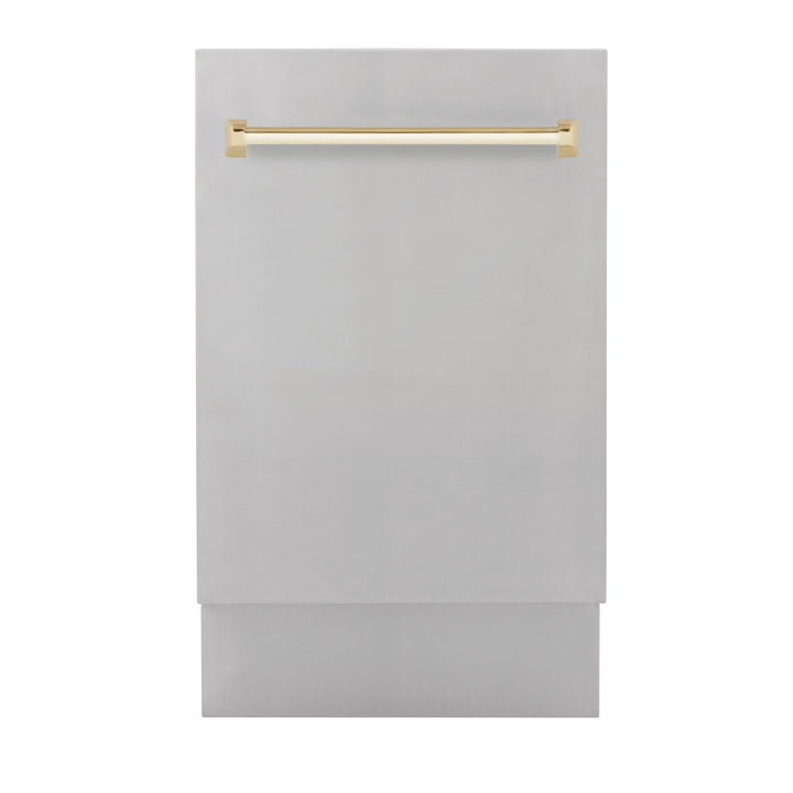 ZLINE Autograph Edition 18 in. Dishwasher in Stainless Steel with Gold Handle, DWVZ-304-18-G